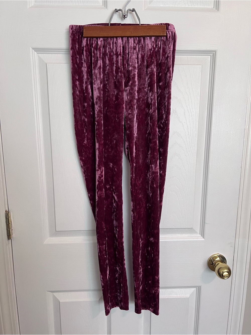 Girls XXL Burgundy Crushed Velour Leggings